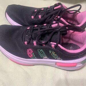 Adidas Women's Black Sneakers with Pink Accents